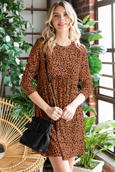 Robe imprimée à col rond et manches longues